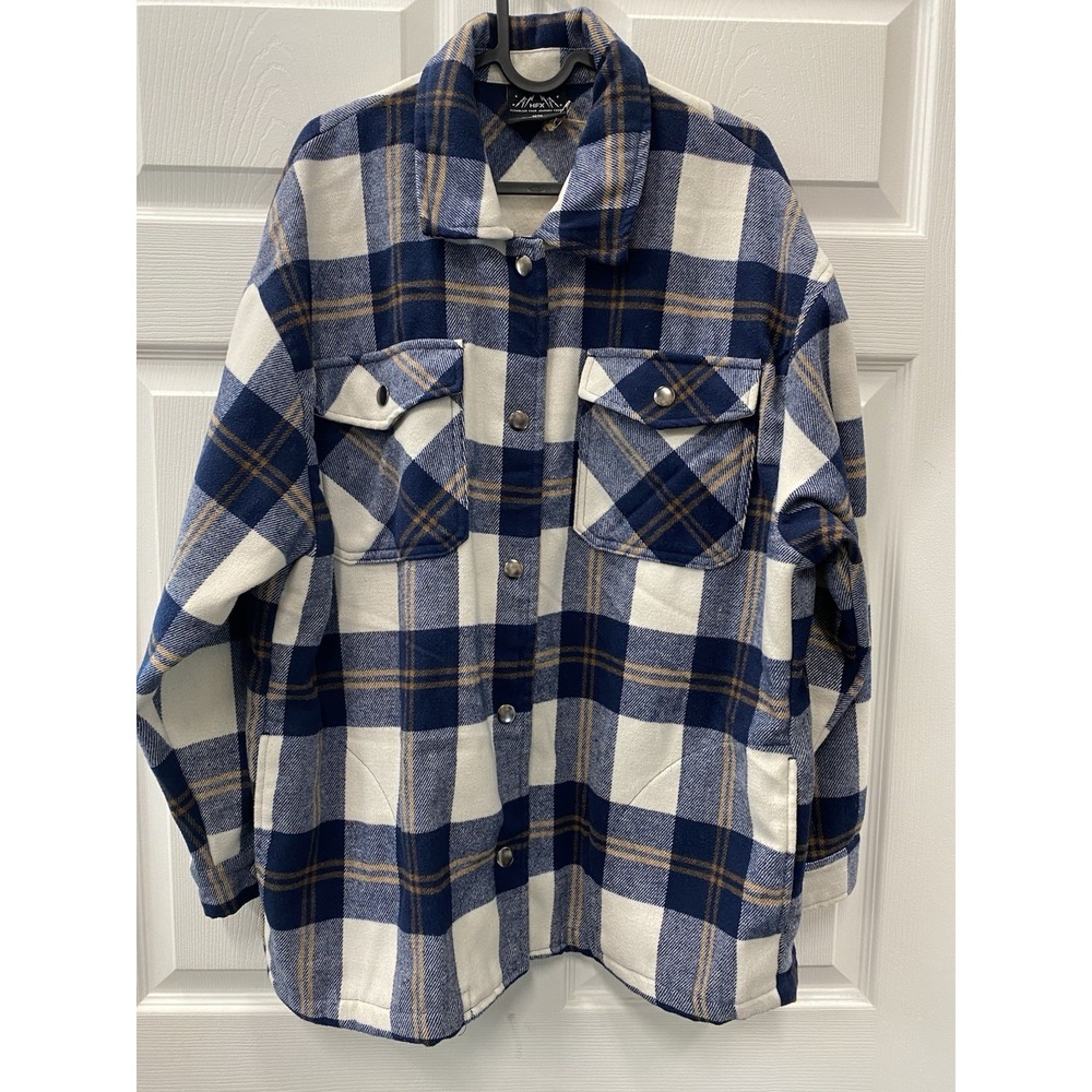 HFX Shirt Jacket Heavyweight Relaxed Dropped Shoulders blue Plaid M Classic